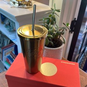 Starbucks Stainless GOLD Cold Cup Tumbler NEW with Box